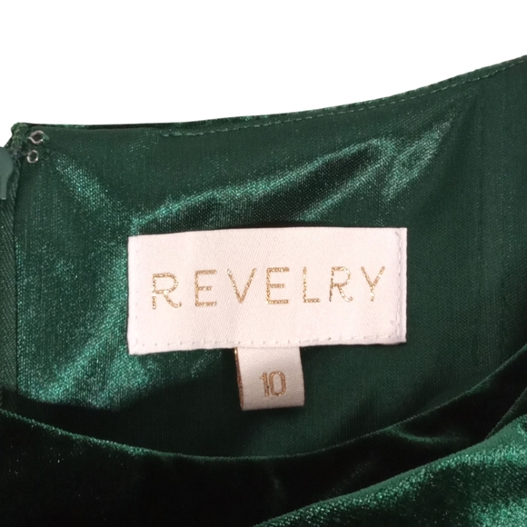 Revelry Green Velvet Jumpsuit with Draped Neckline - Picture 3 of 8